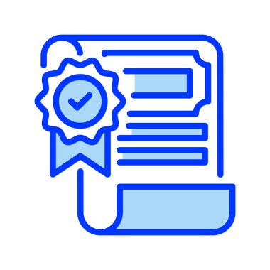 Sertifika Doldurulmuş satır simgesi. Evrensel yaratıcı prim sembolü. Vektör simgesi logo şablonu. Vektör illüstrasyonu