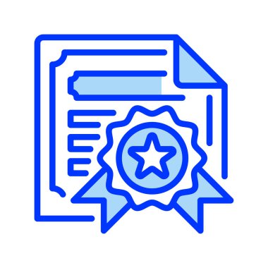 Sertifika Doldurulmuş satır simgesi. Evrensel yaratıcı prim sembolü. Vektör simgesi logo şablonu. Vektör illüstrasyonu