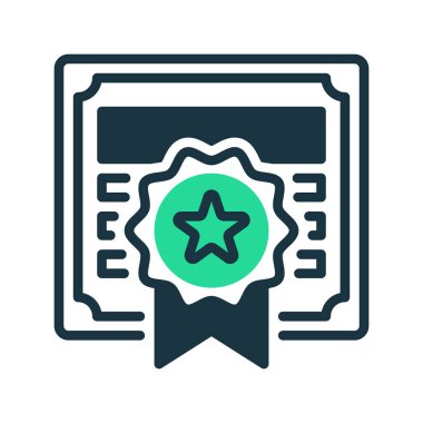 Sertifika İkili Ses Çizgisi simgesi. Evrensel yaratıcı prim sembolü. Vektör simgesi logo şablonu. Vektör illüstrasyonu