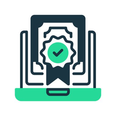 Sertifika İkili Ses Çizgisi simgesi. Evrensel yaratıcı prim sembolü. Vektör simgesi logo şablonu. Vektör illüstrasyonu