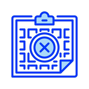 X Mark satır simgesi olan pano. Evrensel yaratıcı prim sembolü. Vektör simgesi logo şablonu. Vektör illüstrasyonu