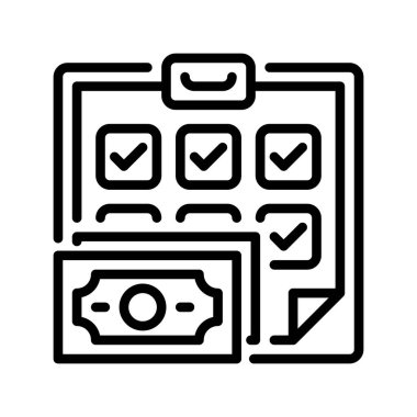 Bütçe Planı simgesi. Evrensel yaratıcı prim sembolü. Vektör simgesi logo şablonu. Vektör illüstrasyonu