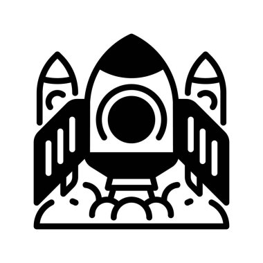 Roket çizgisi simgesini başlat. Evrensel yaratıcı prim sembolü. Vektör simgesi logo şablonu. Vektör illüstrasyonu