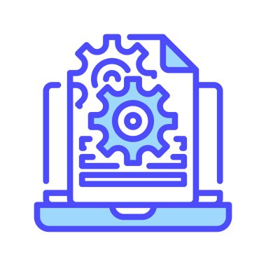 Laptop iş hattı simgesi. Evrensel yaratıcı prim sembolü. Vektör simgesi logo şablonu. Vektör illüstrasyonu