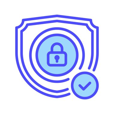 Güvenlik Kalkanı çizgi simgesi. Evrensel yaratıcı prim sembolü. Vektör simgesi logo şablonu. Vektör illüstrasyonu