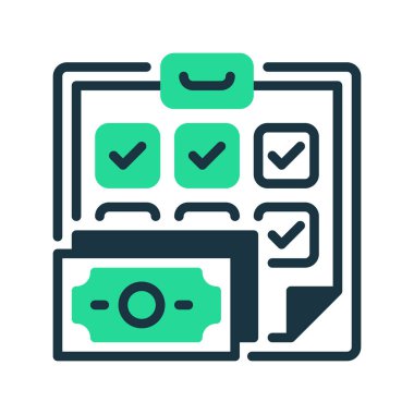 Bütçe Planı simgesi. Evrensel yaratıcı prim sembolü. Vektör simgesi logo şablonu. Vektör illüstrasyonu