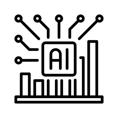 Makine Öğrenme Satırı simgesi. Mobil konsept ve web tasarımı için doğrusal biçim işareti. Taslak vektör simgesi. Sembol, logo çizimi. Vektör grafiği
