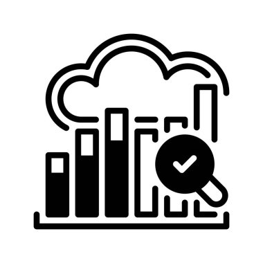 Bulut Veri Analiz Hattı simgesi. Mobil konsept ve web tasarımı için doğrusal biçim işareti. Taslak vektör simgesi. Sembol, logo çizimi. Vektör grafiği