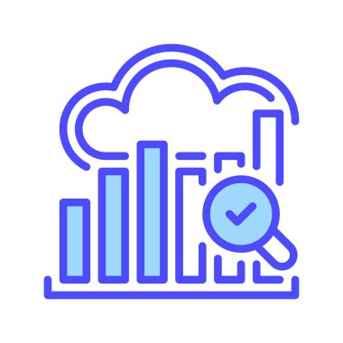Bulut Veri Analiz Hattı simgesi. Mobil konsept ve web tasarımı için doğrusal biçim işareti. Taslak vektör simgesi. Sembol, logo çizimi. Vektör grafiği