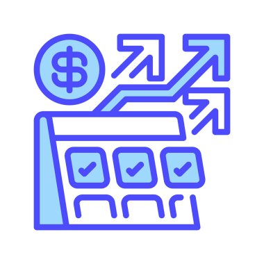 Gelir tahmin çizgisi simgesi. Mobil konsept ve web tasarımı için doğrusal biçim işareti. Taslak vektör simgesi. Sembol, logo çizimi. Vektör grafiği