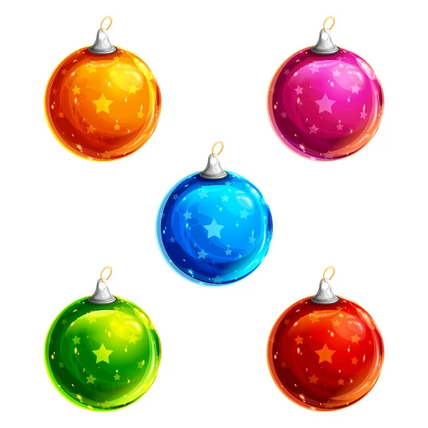 Een Groep Van Zeer Mooie Kleurrijke Glanzende Kerstsferen — Stockfoto