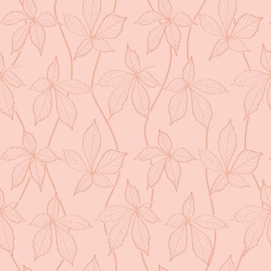 Yaprakların dış hatlarıyla pembe, pürüzsüz desen - dekoratif vektör dokusu