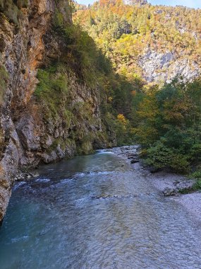 Savinja Nehri - Slovenya 'da sonbaharda kayalar arasında 
