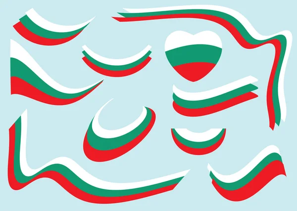 Bandeira Bulgária Conjunto Vetorial Formas Curvas — Vetor de Stock
