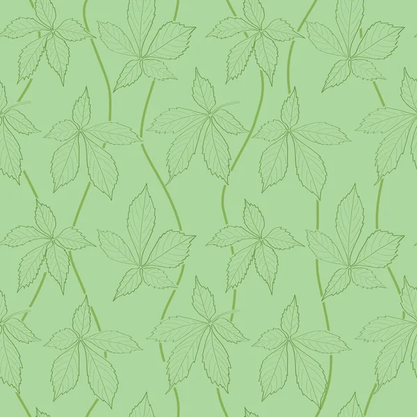 Yaprak Hatları Ile Açık Yeşil Desen Vektör Arkaplan — Stok Vektör