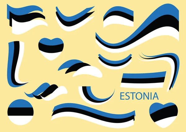 爱沙尼亚的矢量旗 弯曲形状 — 图库矢量图片
