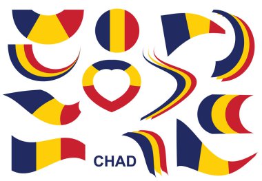 flag of Republic of Chad - vector set of curved shapes