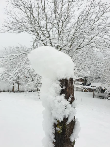 Λευκό Χιόνι Στην Ύπαιθρο Χειμώνας Καιρός — Φωτογραφία Αρχείου