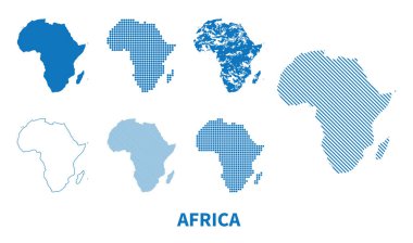 Afrika haritası - farklı şablonlarda vektör kümesi