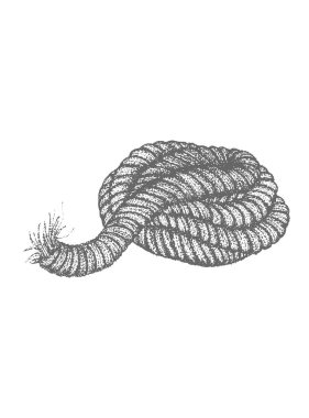 İp, ip, ip, iplik, skein, grunge, denizcilik, dotwork tarzı skeç, siyah ve beyaz izole vektör çizimi, dövme etiketi, iz