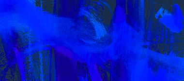 Parlak mavi darbelerle koyu rengin soyut suluboya resmi, tasarım ve dekorasyon için resim