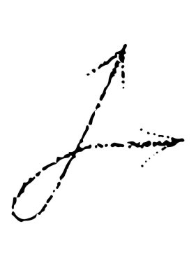 Beyaz arkaplanda izole edilmiş siyah dalgalı ok karalama biçimi. Sağ işaret eli çizilmiş nokta çizimi, dövme, tasarım ve dekorasyon için çıkartma, beyaz arkaplanda siyah noktalar