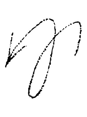 Beyaz arkaplanda izole edilmiş siyah dalgalı ok karalama biçimi. Sağ işaret eli çizilmiş nokta çizimi, dövme, tasarım ve dekorasyon için çıkartma, beyaz arkaplanda siyah noktalar