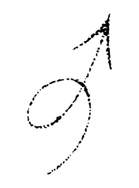 Beyaz arkaplanda izole edilmiş siyah dalgalı ok karalama biçimi. Sağ işaret eli çizilmiş nokta çizimi, dövme, tasarım ve dekorasyon için çıkartma, beyaz arkaplanda siyah noktalar