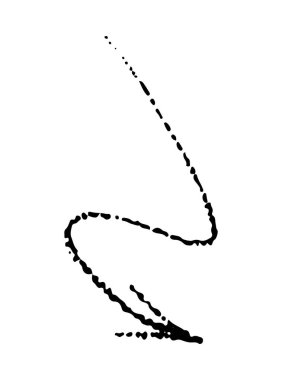 Beyaz arkaplanda izole edilmiş siyah dalgalı ok karalama biçimi. Sağ işaret eli çizilmiş nokta çizimi, dövme, tasarım ve dekorasyon için çıkartma, beyaz arkaplanda siyah noktalar