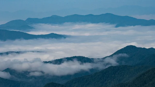 Туманное Утро Долинах Аппалачей Вид Блю Ридж Паркуэй Стоковое Фото