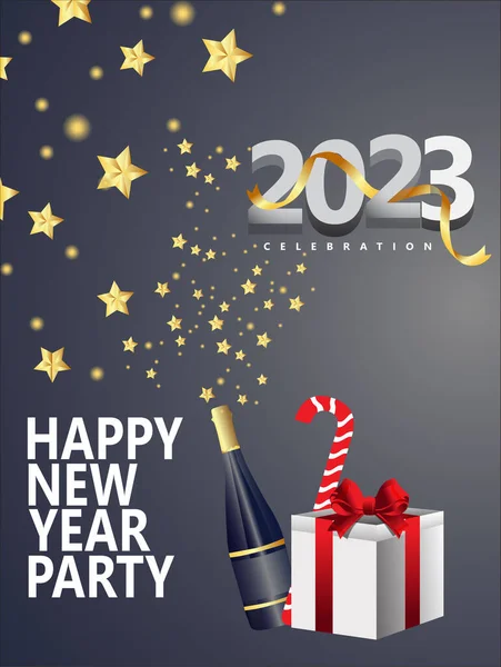 Yeni Yılın Kutlu Olsun 2023 Altın Siyah Renkler Yeni Yıl Stok Fotoğraf