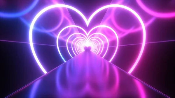 Ultraviolet Pink Purple Neon Heart Lights Reflections Glowing Bright - Abstract Background Texture