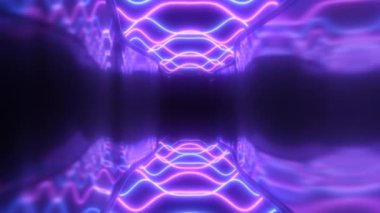 Dalga Ultraviyole Parlak Neon Işın Işıklı Yansıtıcı Tünel - 4K Kusursuz VJ Döngü Döngüsü Arkaplan Animasyonu