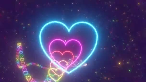 Bela Onda Rainbow Glow Neon Heart Shape Tunnel Roller Coaster — Vídeo de Stock