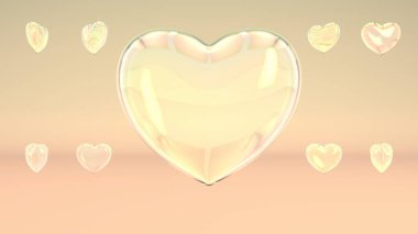 Güzel Parlak Cam Kalpler Şeffaf 3D Şekiller Dönen Dönüşler - Soyut Arkaplan Dokuları