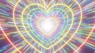 Kendinizi Sihirli Gökkuşağı Kalp Kayan Yıldızlar Tüneline Götürün - Soyut Arkaplan Dokusuna