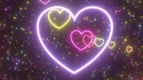 Pastel Velikonoční Barva Neon Heart Ring Shape Light Roller Coaster — Stock fotografie