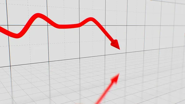 Red Stock Market Arrow Chart Volatile Market Conditions Grafikon Absztrakt — Stock Fotó