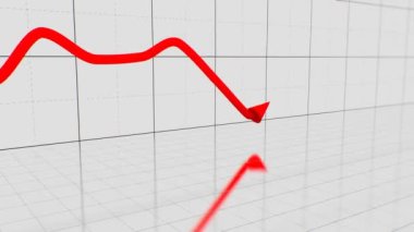 Kırmızı Borsa Oku Uçucu Piyasa Koşullarının 3B Çizelgesi - 4K Kusursuz VJ Döngüsüz Arkaplan Animasyonu