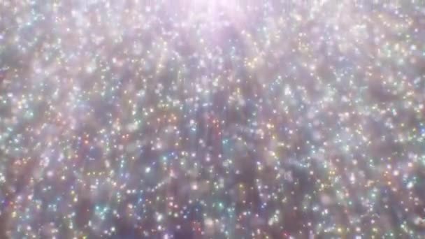 Deslumbrante Brilho Arco Íris Stardust Brilho Partículas Caindo Seamless Loop — Vídeo de Stock