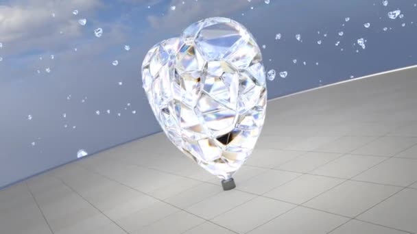 Giant Gorgeous Diamond Gemstone Heart Crystal Sparkle Monument Seamless Loop — стоковое видео