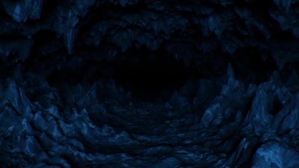 Journey Deep Dark Rocky Cave Stalactites Stalagmites Seamless Loop Motion — Stock Video