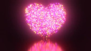Titreşimli Dijital Neon Parlayan Parçacıkların Kalp Şekli - 4K Kusursuz VJ Döngüsüz Arkaplan Animasyonu