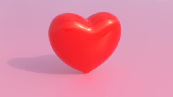 Corazón Amor Rojo Brillante Gira Lentamente Por Encima Del Vibrante — Vídeos de Stock