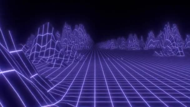 Vuela Través Del Arco Iris Retro Neon Synthwave Low Poly — Vídeos de Stock