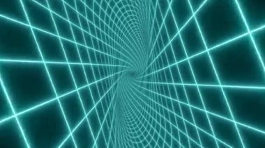 Uçan Bükülen Neon Şebeke Parlak Retro 80 'lerin Sonsuz Tüneli - 4K Kusursuz VJ Döngüsüz VJ Döngüsü Arkaplan Canlandırması