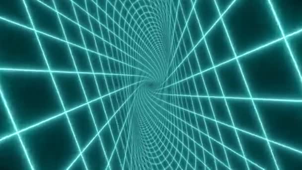 Flying Neon Grid Gling Ретро Нескінченний Тунель Безшовний Loop Motion — стокове відео