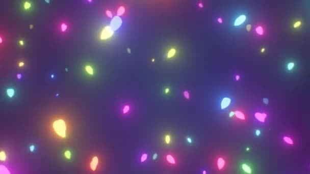 Latanie Przez Ładny Tęczowy Neon Świecące Wirujące Kształty Serca Płynny — Wideo stockowe