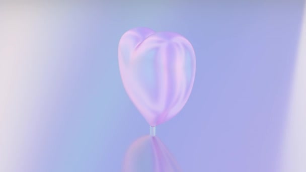 Pretty Pink Reflective Love Heart Rotating Shiny Mirror Surface Seamless — Stock Video