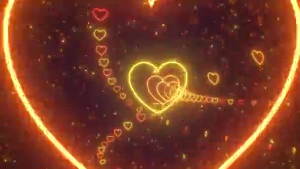 Spalający Jasny Czerwony Gorący Miłość Serce Romantyczny Fast Neon Glow — Wideo stockowe